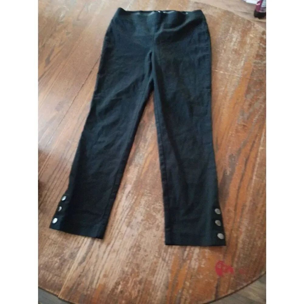 Size 6 Van Heusen Stretch Black Elastic Waist Pull On Casual Pants